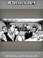 Couple in Seedy Bar with Various Patrons by Jeshields
