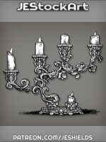 Gothic Candelabra with Lit Candles by Jeshields