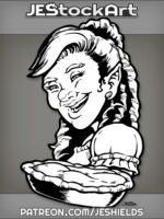 Female Halfling with Curly Hair and Pie by Jeshields