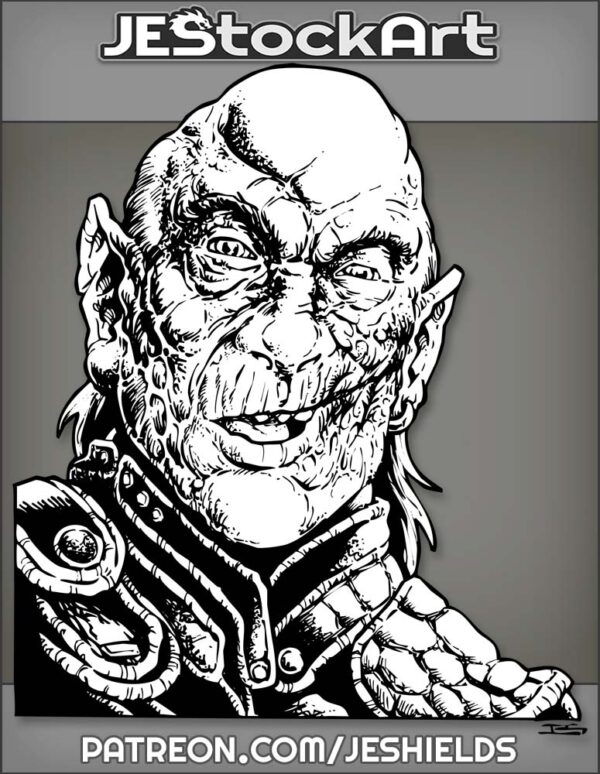 Scarred Balding Half Goblin in Leather by Jeshields