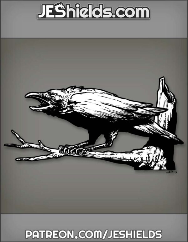 Raven Crow Bird Caws on a Dead Tree by Jeshields
