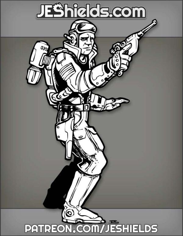 Pulp Hero Adventurer with Jet Pack and Pistol by Jeshields