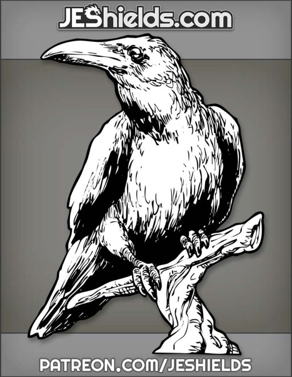 Raven or Crow on Modern Perch Peers Sideways by Jeshields
