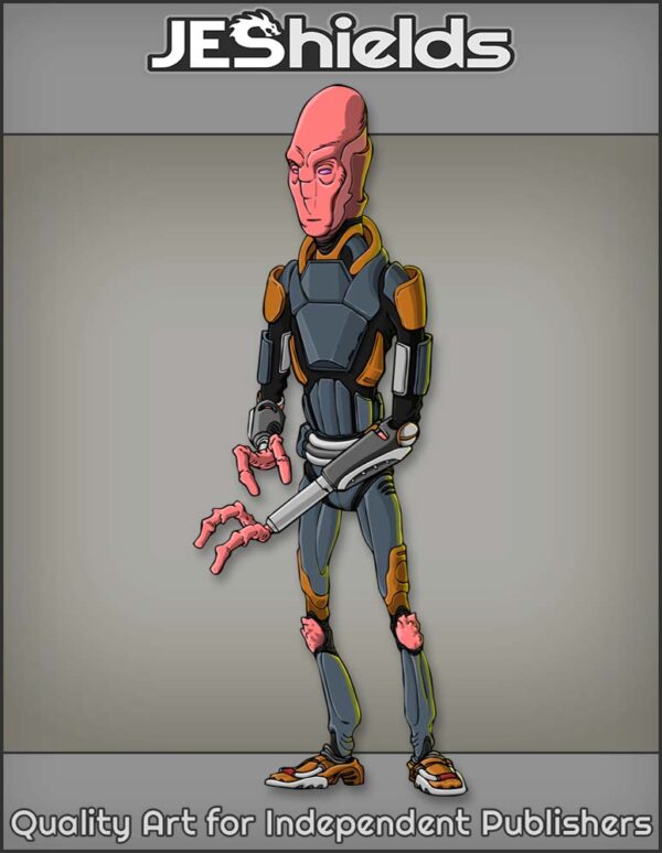 Thin Pink Alien with Extendable Arms by Jeshields