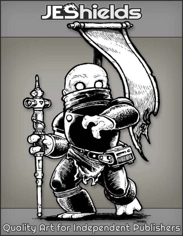 Short Warrior with Banner and War Hammer by Jeshields