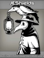 Plague Doctor with Lantern and Raven by Jeshields