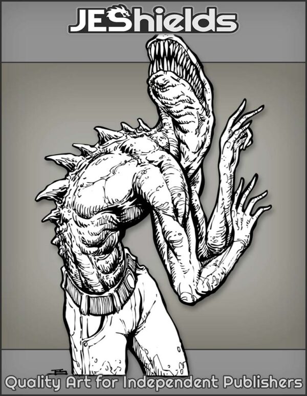 Fanged Monster with Spine Scales in Jeans by Jeshields