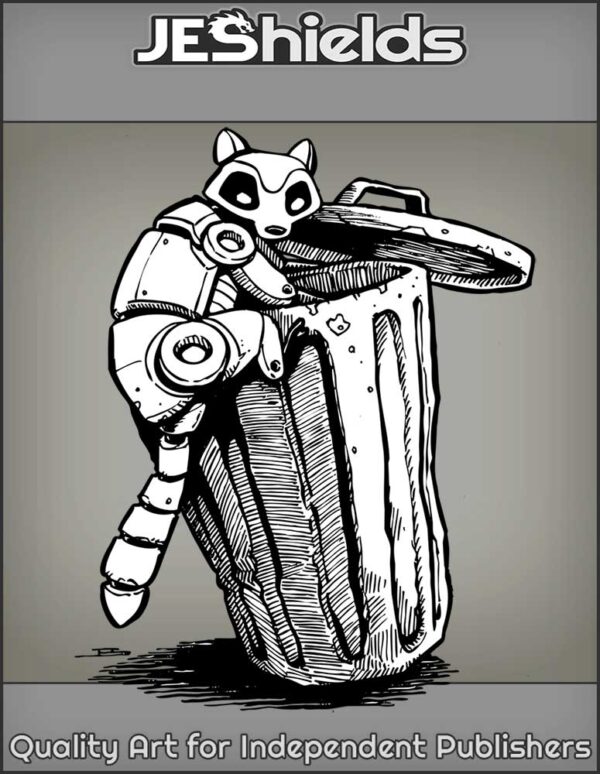 Robot Raccoon Searching in Garbage by Jeshields