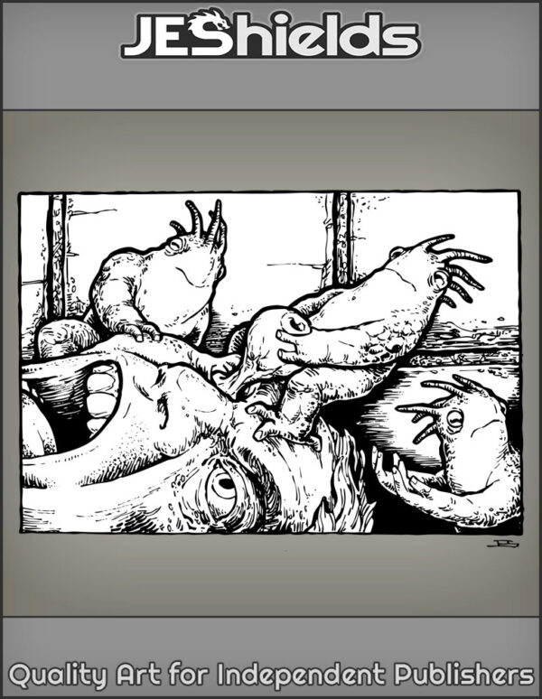 Small Monsters Steal Eye from Man by Jeshields
