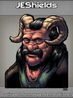 Mustache Man with Curled Horns Portrait by Jeshields and JuanGutierrez