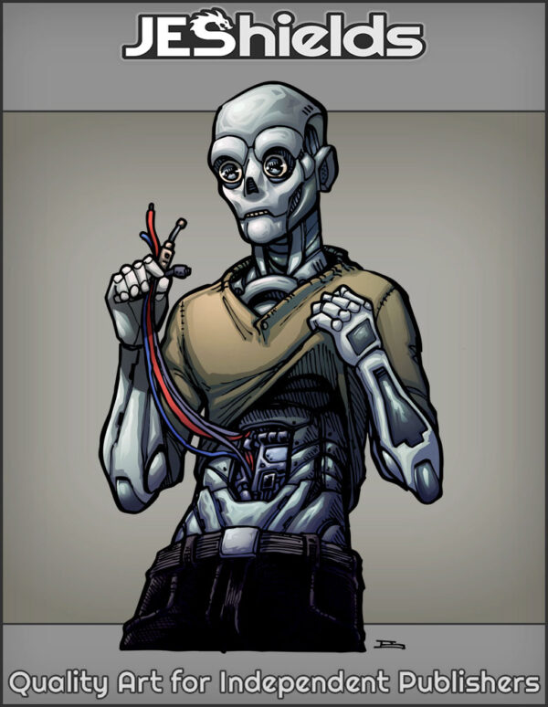 Bald Android Examines Wires by Jeshields and Juan Gutierrez