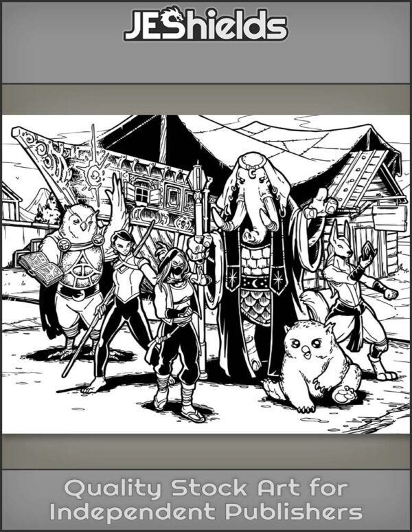 Six Adventurers Group Start at Tavern Pub by Jeshields