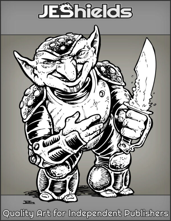 Goblin Holding Blade in Studded Armor by Jeshields