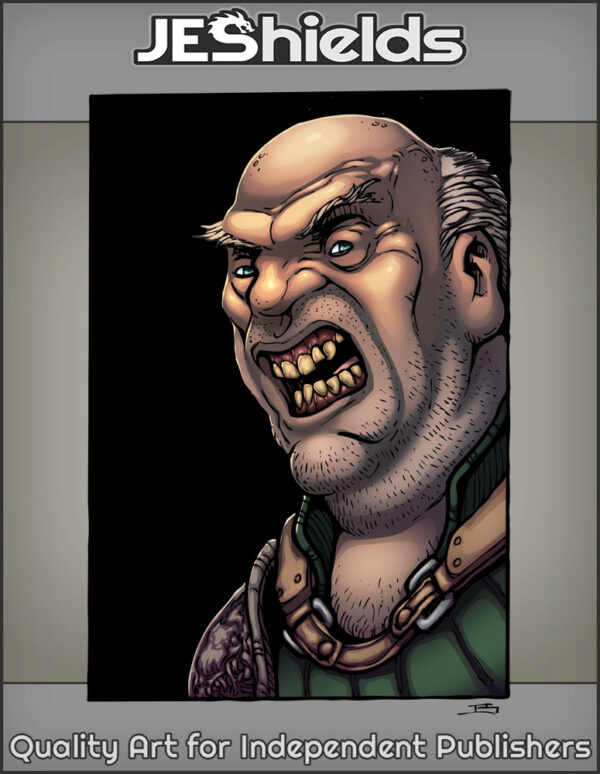 Angry Balding Man with Buckled Collar by Jeshields and Juan Gutierrez