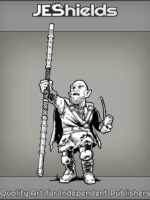 Halfling with Pipe Holding Long Staff by Jeshields
